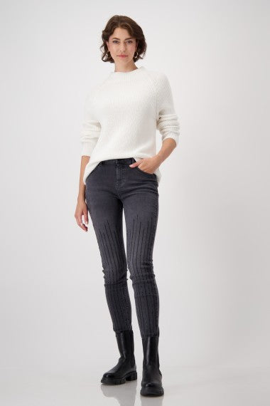 Basic Stehkragen Pullover Perlfang in offwhite