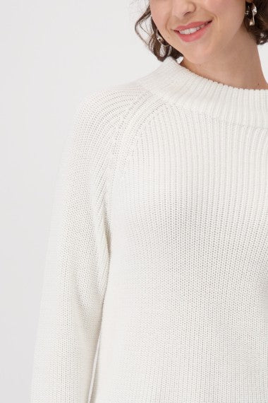 Basic Stehkragen Pullover Perlfang in offwhite